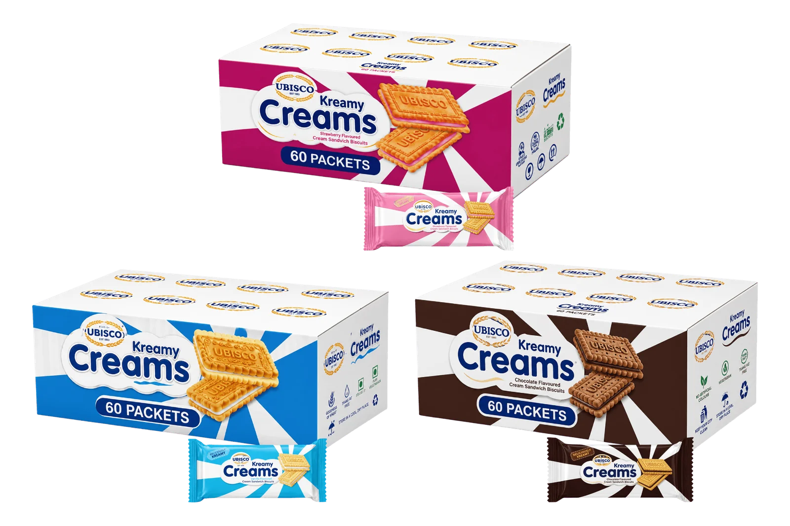 Kreamy Creams Sandwiched Biscuits - 60 Packets